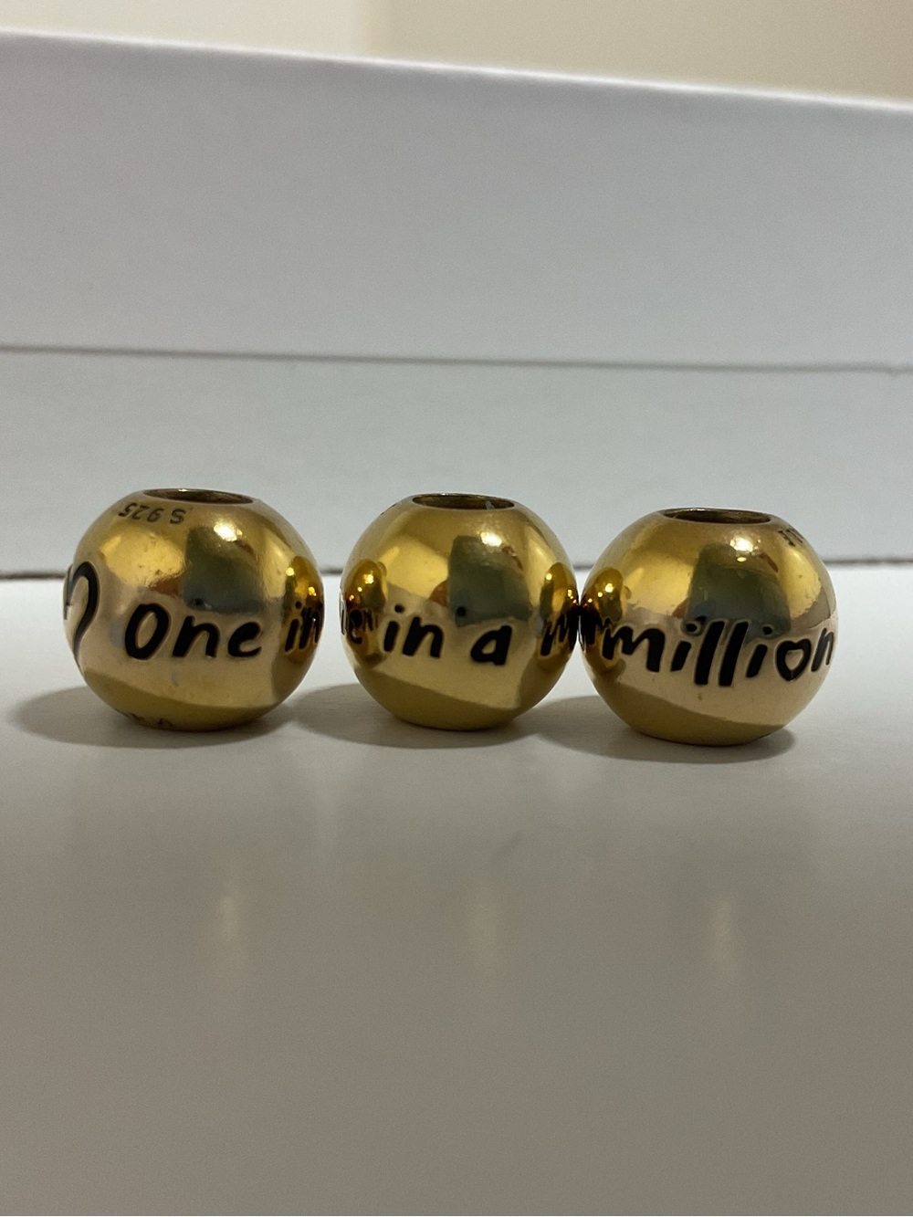 Pandora Shine Gold-Plated “One in a Million” Spacer Bead Set of 3 ALE 925